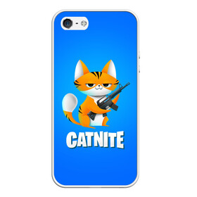 Чехол для iPhone 5/5S матовый с принтом Catnite в Белгороде, Силикон | Область печати: задняя сторона чехла, без боковых панелей | Тематика изображения на принте: cs go | fortnite | кот | котик | смешной кот | смешной фортнайт | фортнайт | шутер