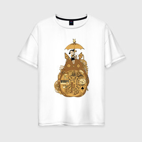 Женская футболка хлопок Oversize с принтом Totoro Friend в Белгороде, 100% хлопок | свободный крой, круглый ворот, спущенный рукав, длина до линии бедер
 | ghibli | japan | nature | neigbor | neighbour | totoro | анимация | аниме | гибли | друг | животные | лес | милый | мир | миядзаки | мой сосед тоторо | мульт | мультфильм | природа | сосед | тоторо | хаяо | хранитель | япония