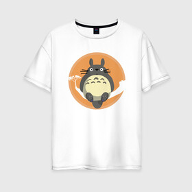 Женская футболка хлопок Oversize с принтом Spirit Totoro в Белгороде, 100% хлопок | свободный крой, круглый ворот, спущенный рукав, длина до линии бедер
 | ghibli | japan | nature | neigbor | neighbour | totoro | анимация | аниме | гибли | друг | животные | лес | милый | мир | миядзаки | мой сосед тоторо | мульт | мультфильм | природа | сосед | тоторо | хаяо | хранитель | япония