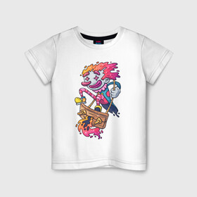 Детская футболка хлопок с принтом Клоун в Белгороде, 100% хлопок | круглый вырез горловины, полуприлегающий силуэт, длина до линии бедер | halloween | иллюстрация | клоун | рисунок | хелуин
