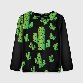 Детский лонгслив 3D с принтом Cactus Time - Веселые кактусы в Белгороде, 100% полиэстер | длинные рукава, круглый вырез горловины, полуприлегающий силуэт
 | cactus time | веселый | зеленый | кактусы | милый