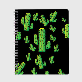 Тетрадь с принтом Cactus Time - Веселые кактусы в Белгороде, 100% бумага | 48 листов, плотность листов — 60 г/м2, плотность картонной обложки — 250 г/м2. Листы скреплены сбоку удобной пружинной спиралью. Уголки страниц и обложки скругленные. Цвет линий — светло-серый
 | cactus time | веселый | зеленый | кактусы | милый