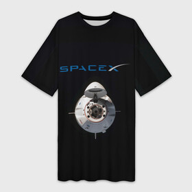 Платье-футболка 3D с принтом SpaceX Dragon 2 в Белгороде,  |  | rocket | ship | space | spaceship | spacex | икс | корабль | космический | космос | ракета | спейс