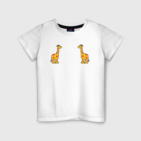 Детская футболка хлопок с принтом жираф в Белгороде, 100% хлопок | круглый вырез горловины, полуприлегающий силуэт, длина до линии бедер | Тематика изображения на принте: giraffe | высота | животное | жираф | зверь | зоопарк