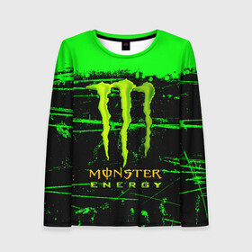 Женский лонгслив 3D с принтом MONSTER ENERGY NEON LOGO в Белгороде, 100% полиэстер | длинные рукава, круглый вырез горловины, полуприлегающий силуэт | monster | monster energy | монстер | монстер енерджи | монстер енэрджи | монстер энерджи | неон | энергетик | энергетический напиток