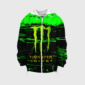 Детская куртка 3D с принтом MONSTER ENERGY NEON LOGO в Белгороде, 100% полиэстер | застежка — молния, подол и капюшон оформлены резинкой с фиксаторами, по бокам — два кармана без застежек, один потайной карман на груди, плотность верхнего слоя — 90 г/м2; плотность флисового подклада — 260 г/м2 | monster | monster energy | монстер | монстер енерджи | монстер енэрджи | монстер энерджи | неон | энергетик | энергетический напиток