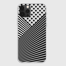 Чехол для iPhone 12 Pro с принтом Полосатый комбинированный узор в Белгороде, силикон | область печати: задняя сторона чехла, без боковых панелей | звезды | комбинированный | молодежный | монохромный | полосатый | серый и черный | современный | черно белый