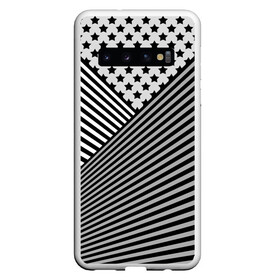 Чехол для Samsung Galaxy S10 с принтом Полосатый комбинированный узор в Белгороде, Силикон | Область печати: задняя сторона чехла, без боковых панелей | звезды | комбинированный | молодежный | монохромный | полосатый | серый и черный | современный | черно белый