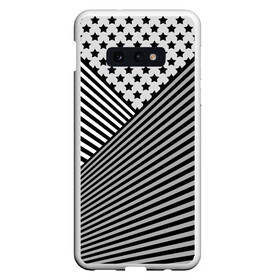 Чехол для Samsung S10E с принтом Полосатый комбинированный узор в Белгороде, Силикон | Область печати: задняя сторона чехла, без боковых панелей | звезды | комбинированный | молодежный | монохромный | полосатый | серый и черный | современный | черно белый