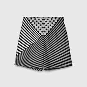 Детские спортивные шорты 3D с принтом Полосатый комбинированный узор в Белгороде,  100% полиэстер
 | пояс оформлен широкой мягкой резинкой, ткань тянется
 | Тематика изображения на принте: звезды | комбинированный | молодежный | монохромный | полосатый | серый и черный | современный | черно белый