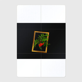 Магнитный плакат 2Х3 с принтом ягоды рябины в золотой раме в Белгороде, Полимерный материал с магнитным слоем | 6 деталей размером 9*9 см | 3 сентября | костры рябин | осень | рябина | черный фон | ягоды