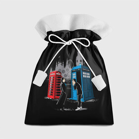 Подарочный 3D мешок с принтом Шерлок х Доктор в Белгороде, 100% полиэстер | Размер: 29*39 см | Тематика изображения на принте: doctor who | serial | sherlock | доктор кто | путешествия во времени | сериал | сериалы | фантастика | шерлок