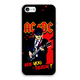 Чехол для iPhone 5/5S матовый с принтом ARE YOU REDY? AC/DC в Белгороде, Силикон | Область печати: задняя сторона чехла, без боковых панелей | ac dc | acdc | acdc ас дс | angus | back in black | highway to hell | mckinnon | you | австралийская | ангус янг | ас дс | асдс | блюз | в форме | гитара | группа | крис слэйд | метал | молния | музыка | певец | рок | рок н ролл | стиви янг