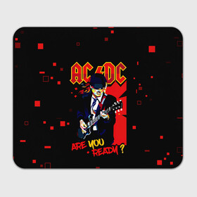 Коврик для мышки прямоугольный с принтом ARE YOU REDY? AC/DC в Белгороде, натуральный каучук | размер 230 х 185 мм; запечатка лицевой стороны | ac dc | acdc | acdc ас дс | angus | back in black | highway to hell | mckinnon | you | австралийская | ангус янг | ас дс | асдс | блюз | в форме | гитара | группа | крис слэйд | метал | молния | музыка | певец | рок | рок н ролл | стиви янг