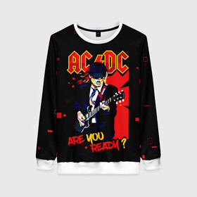 Женский свитшот 3D с принтом ARE YOU REDY? AC/DC в Белгороде, 100% полиэстер с мягким внутренним слоем | круглый вырез горловины, мягкая резинка на манжетах и поясе, свободная посадка по фигуре | ac dc | acdc | acdc ас дс | angus | back in black | highway to hell | mckinnon | you | австралийская | ангус янг | ас дс | асдс | блюз | в форме | гитара | группа | крис слэйд | метал | молния | музыка | певец | рок | рок н ролл | стиви янг