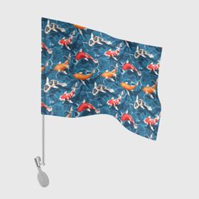 Флаг для автомобиля с принтом Японские карпы (кои) в Белгороде, 100% полиэстер | Размер: 30*21 см | восточные карпы | восточные рыбки | западные карпы | западные рыбы | карпы | карпы кои | кои | морские жители | рыбы | рыбы паттерн | японские карпы | японские кои