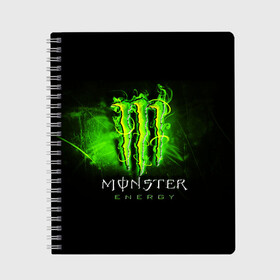 Тетрадь с принтом MONSTER ENERGY NEON | НЕОН в Белгороде, 100% бумага | 48 листов, плотность листов — 60 г/м2, плотность картонной обложки — 250 г/м2. Листы скреплены сбоку удобной пружинной спиралью. Уголки страниц и обложки скругленные. Цвет линий — светло-серый
 | Тематика изображения на принте: monster | monster energy | монстер | монстер енерджи | монстер енэрджи | монстер энерджи | неон | энергетик | энергетический напиток