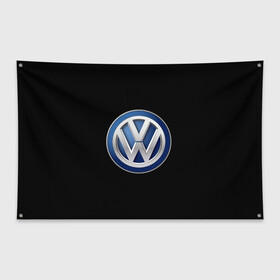 Флаг-баннер с принтом Volkswagen логотип в Белгороде, 100% полиэстер | размер 67 х 109 см, плотность ткани — 95 г/м2; по краям флага есть четыре люверса для крепления | golf | logo | polo | tuareg | volkswagen | vw | авто | автомобиль | лого | логотип | машина | пассат | поло | сс | тачка | тигуан | туарег | фольксваген | цц