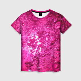 Женская футболка 3D с принтом Розовые Пузырьки в Белгороде, 100% полиэфир ( синтетическое хлопкоподобное полотно) | прямой крой, круглый вырез горловины, длина до линии бедер | Тематика изображения на принте: абстрактный розовый | неоновый розовый | розовая вода | розовый мир