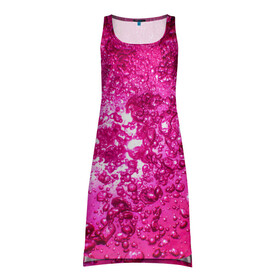 Платье-майка 3D с принтом Розовые Пузырьки в Белгороде, 100% полиэстер | полуприлегающий силуэт, широкие бретели, круглый вырез горловины, удлиненный подол сзади. | абстрактный розовый | неоновый розовый | розовая вода | розовый мир
