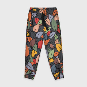 Детские брюки 3D с принтом Рисованная Осень в Белгороде, 100% полиэстер | манжеты по низу, эластичный пояс регулируется шнурком, по бокам два кармана без застежек, внутренняя часть кармана из мелкой сетки | дерево | лес | листок | листопад | листья | осень