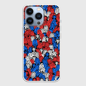 Чехол для iPhone 13 Pro с принтом Бело сине красные матрёшки в Белгороде,  |  | matryoshka | матрешка | паттерн | россия | русский | славянский | триколор | узор | флаг
