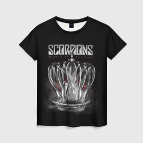 Женская футболка 3D с принтом SCORPIONS в Белгороде, 100% полиэфир ( синтетическое хлопкоподобное полотно) | прямой крой, круглый вырез горловины, длина до линии бедер | chainge | forever | germany | grunge | king | metal | music | punk | return | rock | scorpions | wind | ветер | германия | гранж | корона | метал | панк | перемен | рок | скорпионс | хард рок