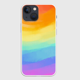 Чехол для iPhone 13 mini с принтом РАДУЖНЫЕ ВОЛНЫ | RAINBOW WAVES (Z) в Белгороде,  |  | color | paint | rainbow | rainbow waves | waves | волны | краска | радуга | радужная | радужные волны | цветная | яркая