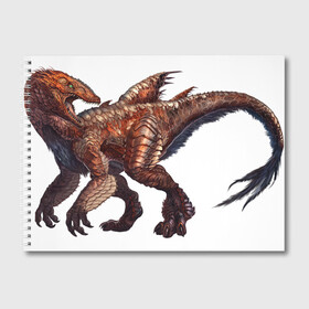 Альбом для рисования с принтом Сегнозавр в Белгороде, 100% бумага
 | матовая бумага, плотность 200 мг. | арт | динозавр | динозавр с перьями | доисторические | красный | красный динозавр | крылья | перья | рисунок | сегнозавр | теризинозавр | хищник