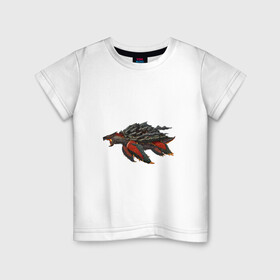 Детская футболка хлопок с принтом Вулканическая черепаха в Белгороде, 100% хлопок | круглый вырез горловины, полуприлегающий силуэт, длина до линии бедер | Тематика изображения на принте: арт | вулкан | динозавр | доисторические | дым | лава | рисунок | фантастика | фантастическое животное | черепаха
