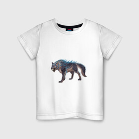 Детская футболка хлопок с принтом Северный волк в Белгороде, 100% хлопок | круглый вырез горловины, полуприлегающий силуэт, длина до линии бедер | арт | божество | животное божество | лёд | рисунок | север | фантастический зверь | фантастическое животное | холод