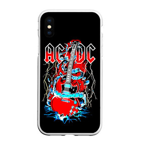 Чехол для iPhone XS Max матовый с принтом AC/DC гитара  в Белгороде, Силикон | Область печати: задняя сторона чехла, без боковых панелей | ac dc | acdc | acdc ас дс | angus | back in black | highway to hell | mckinnon | you | австралийская | ангус янг | ас дс | асдс | блюз | в форме | гитара | группа | крис слэйд | метал | молния | музыка | певец | рок | рок н ролл | стиви янг