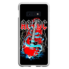 Чехол для Samsung S10E с принтом AC/DC гитара  в Белгороде, Силикон | Область печати: задняя сторона чехла, без боковых панелей | ac dc | acdc | acdc ас дс | angus | back in black | highway to hell | mckinnon | you | австралийская | ангус янг | ас дс | асдс | блюз | в форме | гитара | группа | крис слэйд | метал | молния | музыка | певец | рок | рок н ролл | стиви янг