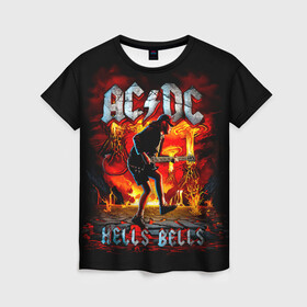 Женская футболка 3D с принтом AC/DC HELLS BELLS в Белгороде, 100% полиэфир ( синтетическое хлопкоподобное полотно) | прямой крой, круглый вырез горловины, длина до линии бедер | ac dc | acdc | acdc ас дс | angus | back in black | highway to hell | mckinnon | you | австралийская | ангус янг | ас дс | асдс | блюз | в форме | гитара | группа | крис слэйд | метал | молния | музыка | певец | рок | рок н ролл | стиви янг