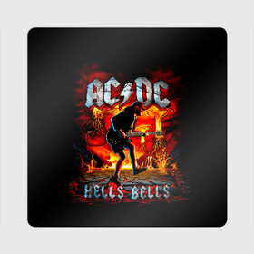 Магнит виниловый Квадрат с принтом AC/DC HELLS BELLS в Белгороде, полимерный материал с магнитным слоем | размер 9*9 см, закругленные углы | ac dc | acdc | acdc ас дс | angus | back in black | highway to hell | mckinnon | you | австралийская | ангус янг | ас дс | асдс | блюз | в форме | гитара | группа | крис слэйд | метал | молния | музыка | певец | рок | рок н ролл | стиви янг