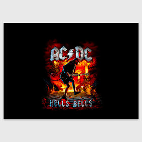 Поздравительная открытка с принтом AC/DC HELLS BELLS в Белгороде, 100% бумага | плотность бумаги 280 г/м2, матовая, на обратной стороне линовка и место для марки
 | ac dc | acdc | acdc ас дс | angus | back in black | highway to hell | mckinnon | you | австралийская | ангус янг | ас дс | асдс | блюз | в форме | гитара | группа | крис слэйд | метал | молния | музыка | певец | рок | рок н ролл | стиви янг