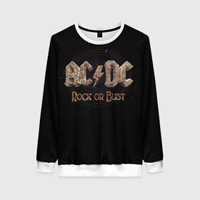 Женский свитшот 3D с принтом AC/DC Rock or Bust в Белгороде, 100% полиэстер с мягким внутренним слоем | круглый вырез горловины, мягкая резинка на манжетах и поясе, свободная посадка по фигуре | ac dc | acdc | acdc ас дс | angus young | back in black | highway to hell | mckinno | австралийская | ангус янг | ас дс | асдс | блюз | в форме | гитара | группа | крис слэйд | метал | молния | музыка | певец | рок | рок н ролл | стиви янг