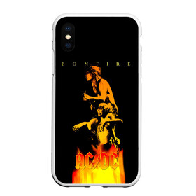 Чехол для iPhone XS Max матовый с принтом Bonfire  AC/DC в Белгороде, Силикон | Область печати: задняя сторона чехла, без боковых панелей | Тематика изображения на принте: ac dc | acdc | acdc ас дс | angus young | back in black | highway to hell | mckinno | австралийская | ангус янг | ас дс | асдс | блюз | в форме | гитара | группа | крис слэйд | метал | молния | музыка | певец | рок | рок н ролл | стиви янг