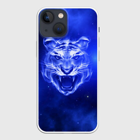 Чехол для iPhone 13 mini с принтом Космический тигр в Белгороде,  |  | cat | neon | new year | tiger | восточный гороскоп | год тигра | голова | день рождения | дикие животные | зверь | злой кот | злой тигр | кот | кошак | кошка | неоновый | новый год | огненный | оскал | подарок