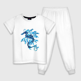 Детская пижама хлопок с принтом Морской дракон в Белгороде, 100% хлопок |  брюки и футболка прямого кроя, без карманов, на брюках мягкая резинка на поясе и по низу штанин
 | Тематика изображения на принте: арт | дракон | конёк | конь | море | морской конёк | рисунок | фантастический зверь | фантастическое животное