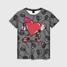 Женская футболка 3D с принтом Сердечко сэлфи в Белгороде, 100% полиэфир ( синтетическое хлопкоподобное полотно) | прямой крой, круглый вырез горловины, длина до линии бедер | peace | selfi | мир | сердечко | сердце | сэлфи | фотка