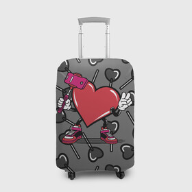 Чехол для чемодана 3D с принтом Сердечко сэлфи в Белгороде, 86% полиэфир, 14% спандекс | двустороннее нанесение принта, прорези для ручек и колес | peace | selfi | мир | сердечко | сердце | сэлфи | фотка
