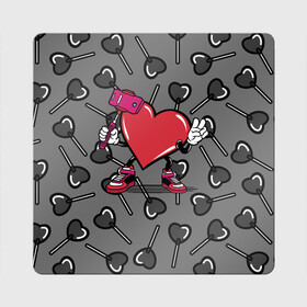 Магнит виниловый Квадрат с принтом Сердечко сэлфи в Белгороде, полимерный материал с магнитным слоем | размер 9*9 см, закругленные углы | peace | selfi | мир | сердечко | сердце | сэлфи | фотка