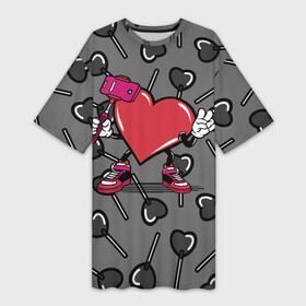 Платье-футболка 3D с принтом Сердечко сэлфи в Белгороде,  |  | peace | selfi | мир | сердечко | сердце | сэлфи | фотка