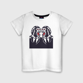 Детская футболка хлопок с принтом Злые обезьяны в костюмах в Белгороде, 100% хлопок | круглый вырез горловины, полуприлегающий силуэт, длина до линии бедер | monkey | гориллы | обезьяны | планета обезьян | человек   обезьяна