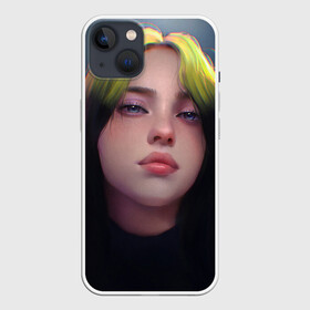 Чехол для iPhone 13 с принтом Billie Eilish: Рисунок в Белгороде,  |  | billie eilish | celebrity | drawing | face | space | turquoise | билли айлиш | бирюзовый | знаменитость | космос | лицо | рисовка