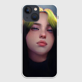 Чехол для iPhone 13 mini с принтом Billie Eilish: Рисунок в Белгороде,  |  | billie eilish | celebrity | drawing | face | space | turquoise | билли айлиш | бирюзовый | знаменитость | космос | лицо | рисовка