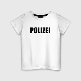 Детская футболка хлопок с принтом POLIZEI Полиция Надпись Черная в Белгороде, 100% хлопок | круглый вырез горловины, полуприлегающий силуэт, длина до линии бедер | germany | германия | милиция | надпись | немецкая | сила | структуры | чб | швейцария