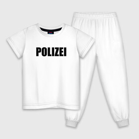 Детская пижама хлопок с принтом POLIZEI Полиция Надпись Черная в Белгороде, 100% хлопок |  брюки и футболка прямого кроя, без карманов, на брюках мягкая резинка на поясе и по низу штанин
 | germany | германия | милиция | надпись | немецкая | сила | структуры | чб | швейцария