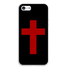 Чехол для iPhone 5/5S матовый с принтом Красный Крест в Белгороде, Силикон | Область печати: задняя сторона чехла, без боковых панелей | геометрия | красный крест | крест | минимализм | религия